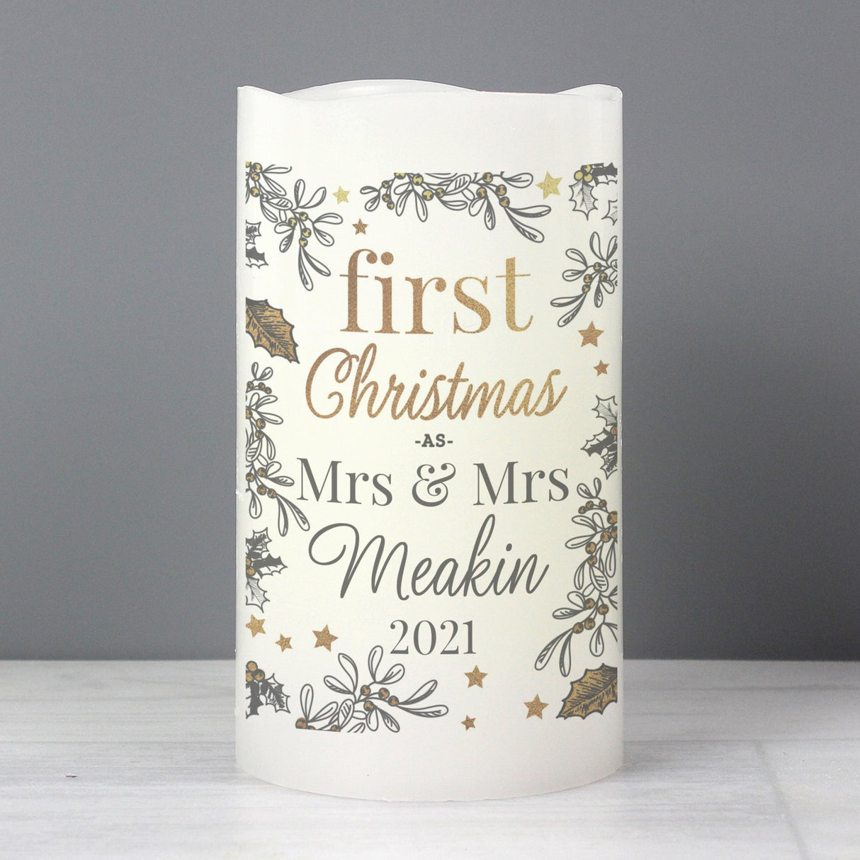 Personalised First Christmas LED Candle Gift: 3 - LED Lighting By Gift Moments