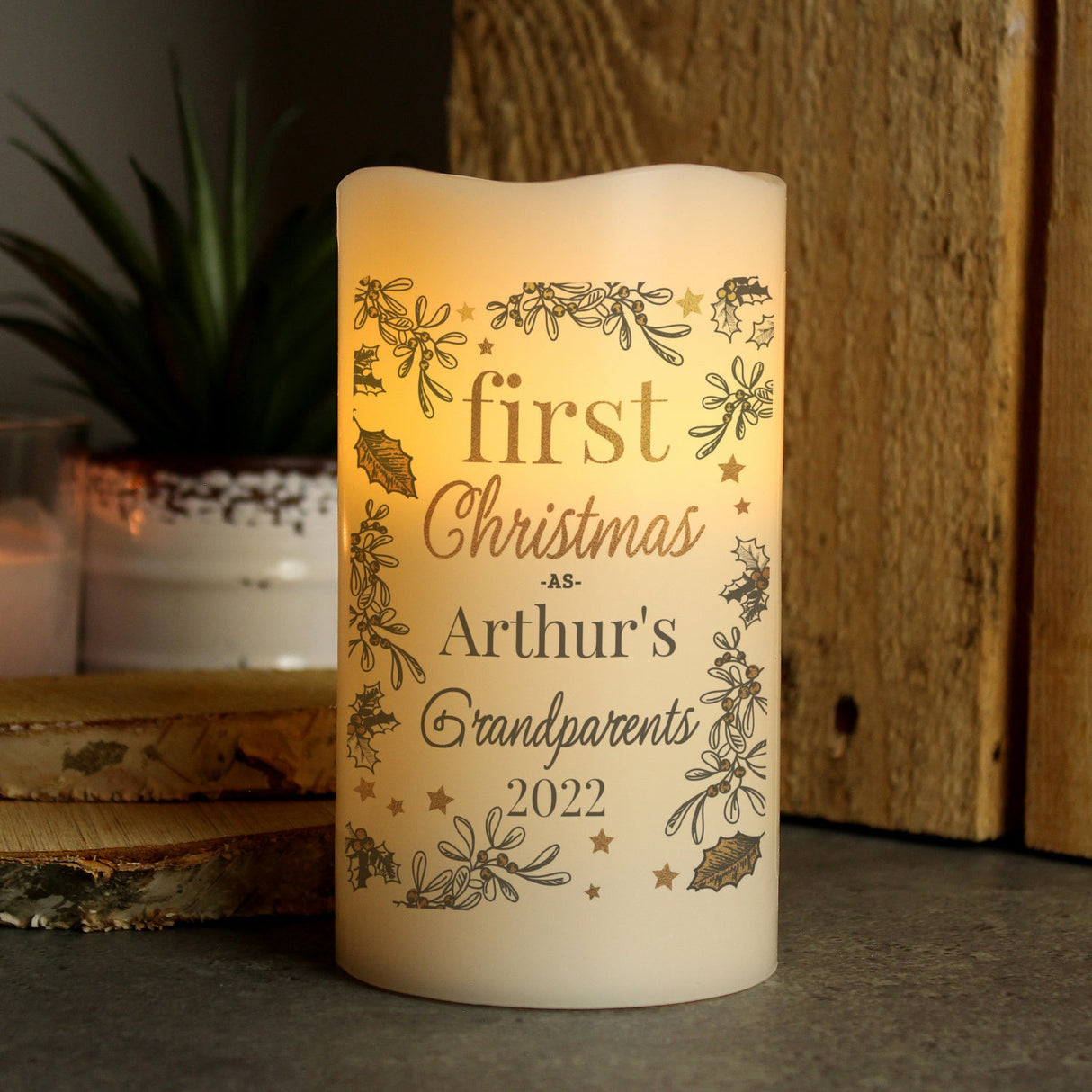 Personalised First Christmas LED Candle Gift: 1 - LED Lighting By Gift Moments