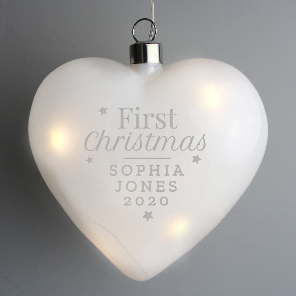 Personalised First Christmas LED Glass Heart: 2 - LED Lighting By Gift Moments