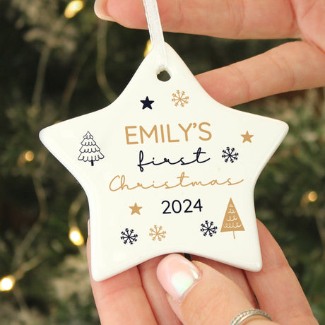 Personalised First Christmas Star Decoration: 1 - Christmas Decorations By Gift Moments