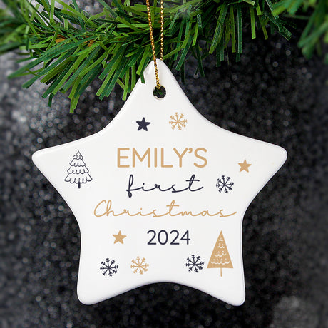 Personalised First Christmas Star Decoration: 4 - Christmas Decorations By Gift Moments