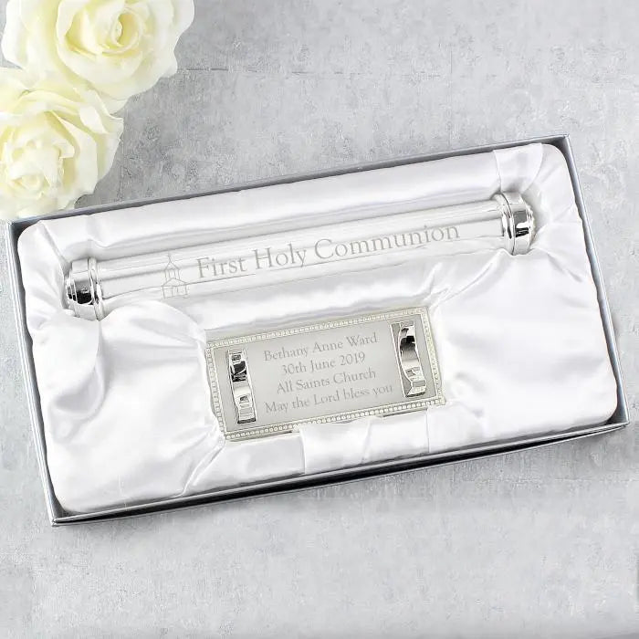 Personalised Silver Plated First Holy Communion Holder: 4 - Certificate Holders By Gift Moments