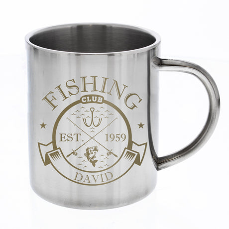 Personalised Fishing Club Stainless Steel Mug: 3 - Outdoor Mugs By Gift Moments