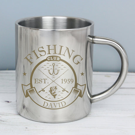 Personalised Fishing Club Stainless Steel Mug: 2 - Outdoor Mugs By Gift Moments