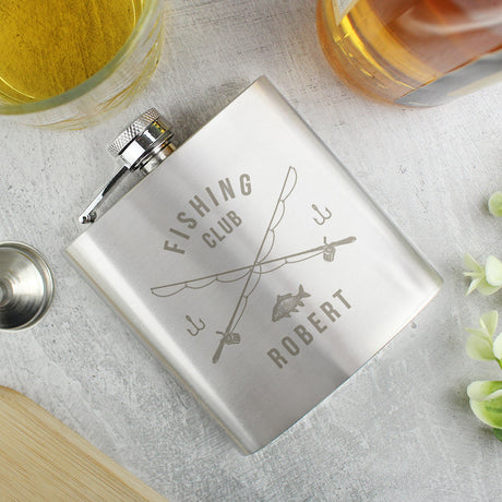 Personalised Fishing Club Hip Flask: 4 - Hip Flasks By Gift Moments