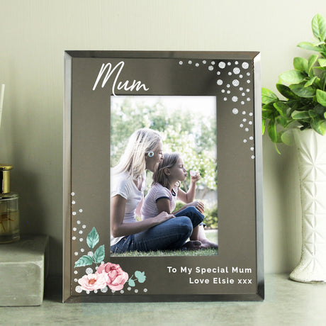 Personalised Floral Diamante Glass Photo Frame: 1 - Photo Frames By Gift Moments