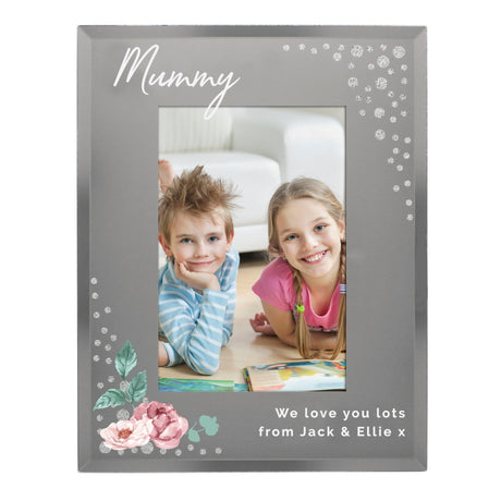 Personalised Floral Diamante Glass Photo Frame: 5 - Photo Frames By Gift Moments