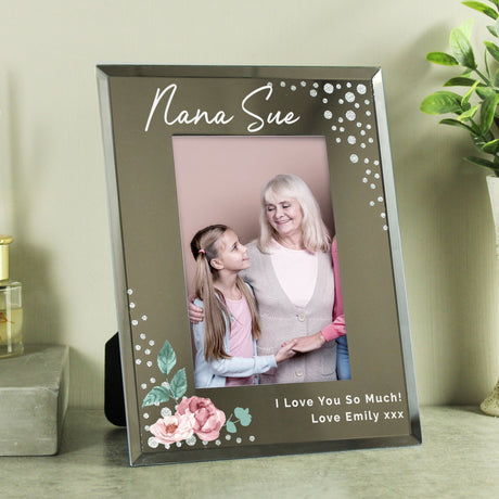 Personalised Floral Diamante Glass Photo Frame: 2 - Photo Frames By Gift Moments