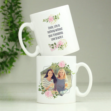 Personalised Floral Abstract Photo Mug: 2 - Mugs By Gift Moments