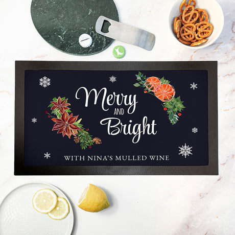 Personalised Christmas Floral Bar Mat: 3 - Barware By Gift Moments