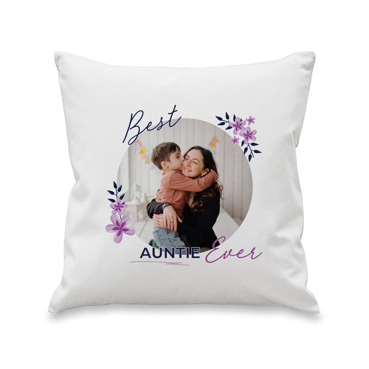 Personalised Floral Photo Upload Cushion: 4 - Cushions By Gift Moments