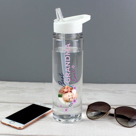 Personalised Floral Photo Upload Water Bottle: 2 - Water Bottles By Gift Moments