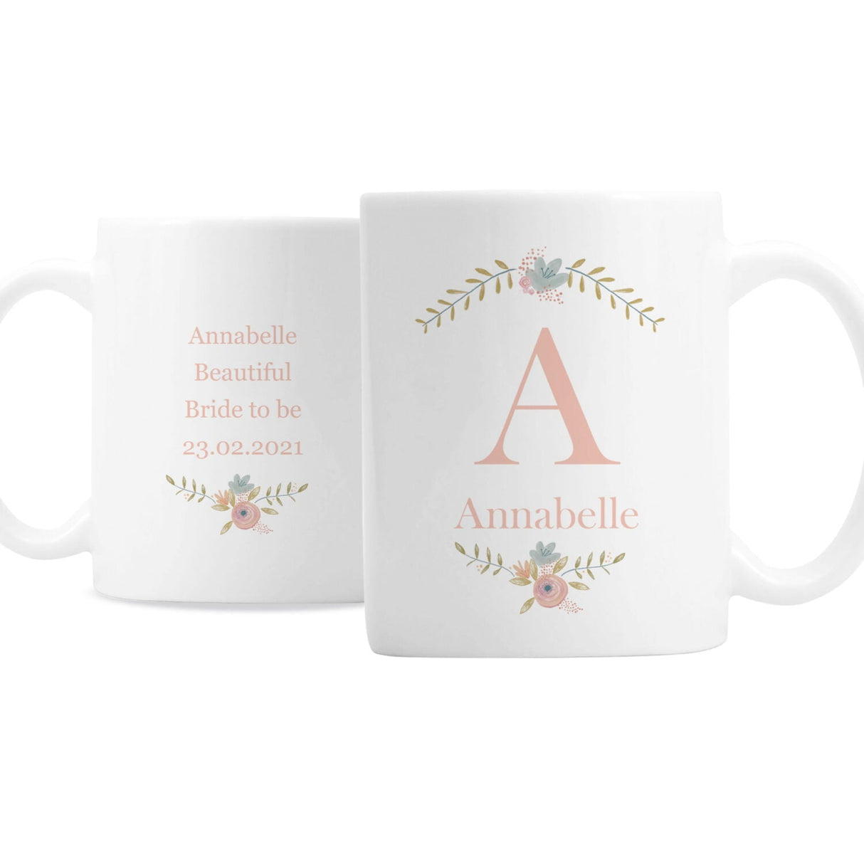 Personalised Floral Bouquet Ceramic Mug: 3 - Mugs By Gift Moments