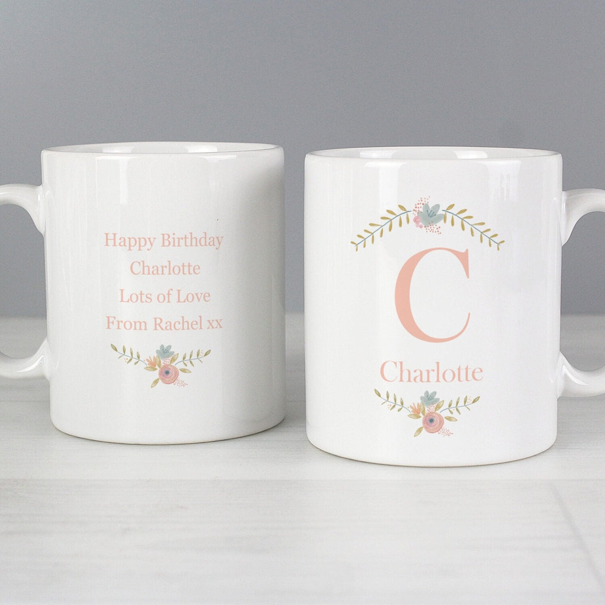 Personalised Floral Bouquet Ceramic Mug: 1 - Mugs By Gift Moments