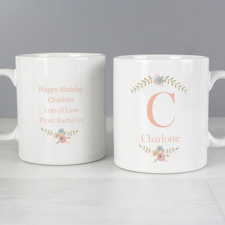 Personalised Floral Bouquet Ceramic Mug: 1 - Mugs By Gift Moments