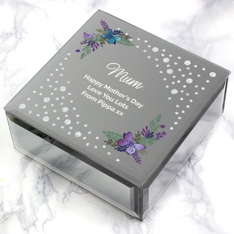 Personalised Floral Butterfly Diamante Trinket Box: 5 - Trinket Boxes By Gift Moments