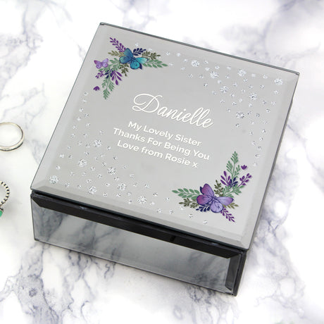 Personalised Floral Butterfly Diamante Trinket Box: 4 - Trinket Boxes By Gift Moments