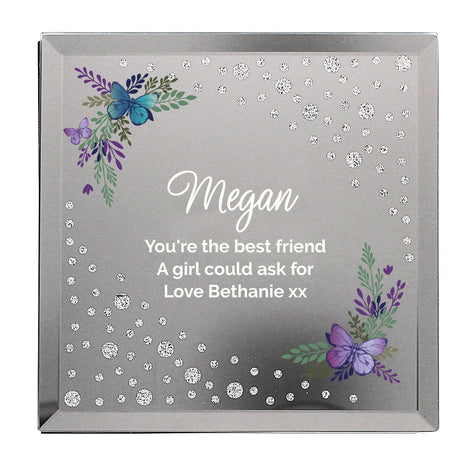 Personalised Floral Butterfly Diamante Trinket Box: 3 - Trinket Boxes By Gift Moments