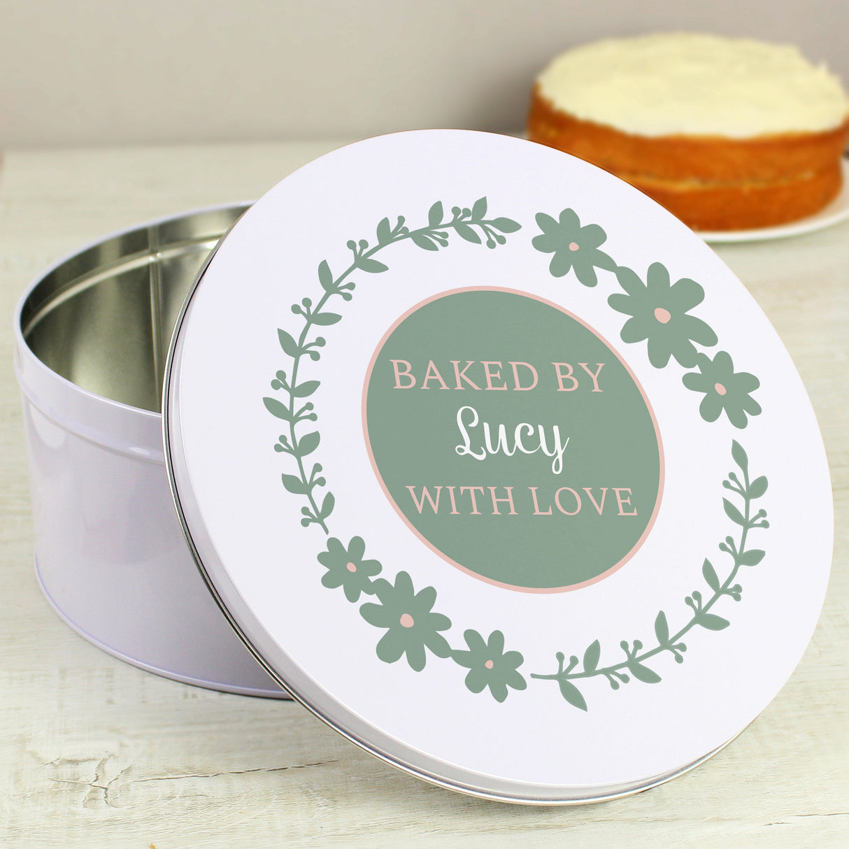 Personalised Floral Cake Storage Tin: 4 - Storage By Gift Moments