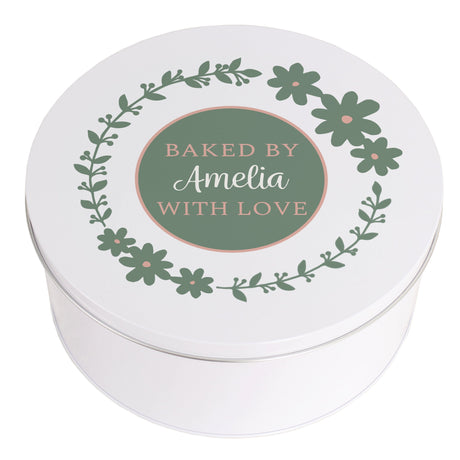 Personalised Floral Cake Storage Tin: 5 - Storage By Gift Moments