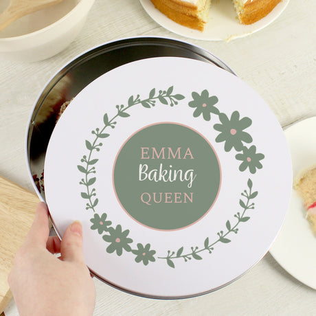 Personalised Floral Cake Storage Tin: 2 - Storage By Gift Moments