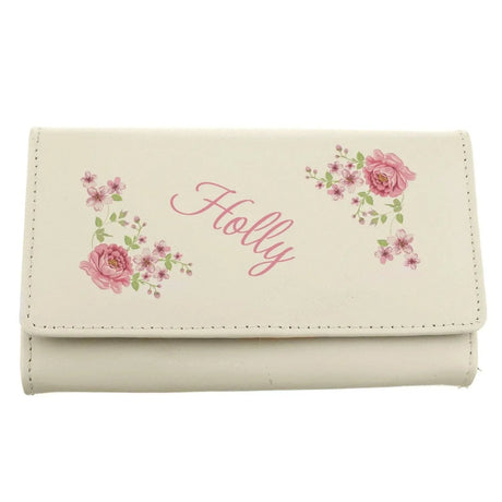 Personalised Cream Leather Floral Purse: 4 - Bags & Purses By Gift Moments