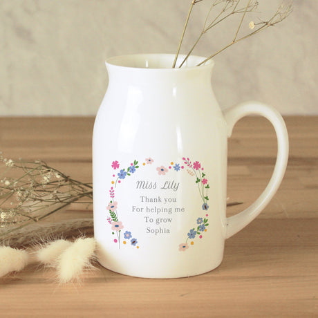 Personalised Floral Ceramic Jug Vase: 1 - Vases By Gift Moments