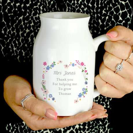 Personalised Floral Ceramic Jug Vase: 3 - Vases By Gift Moments