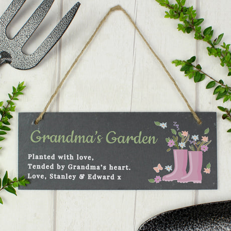 Personalised Floral Garden Slate Sign: 4 - Signs & Plaques By Gift Moments