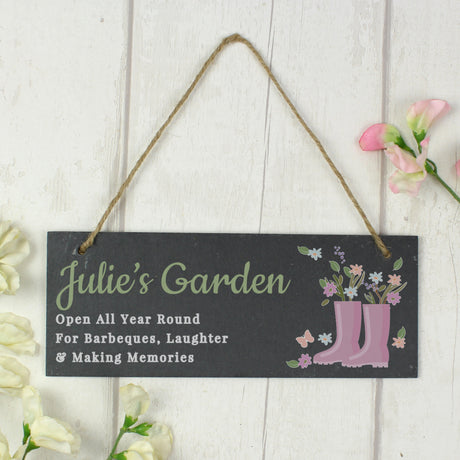 Personalised Floral Garden Slate Sign: 1 - Signs & Plaques By Gift Moments