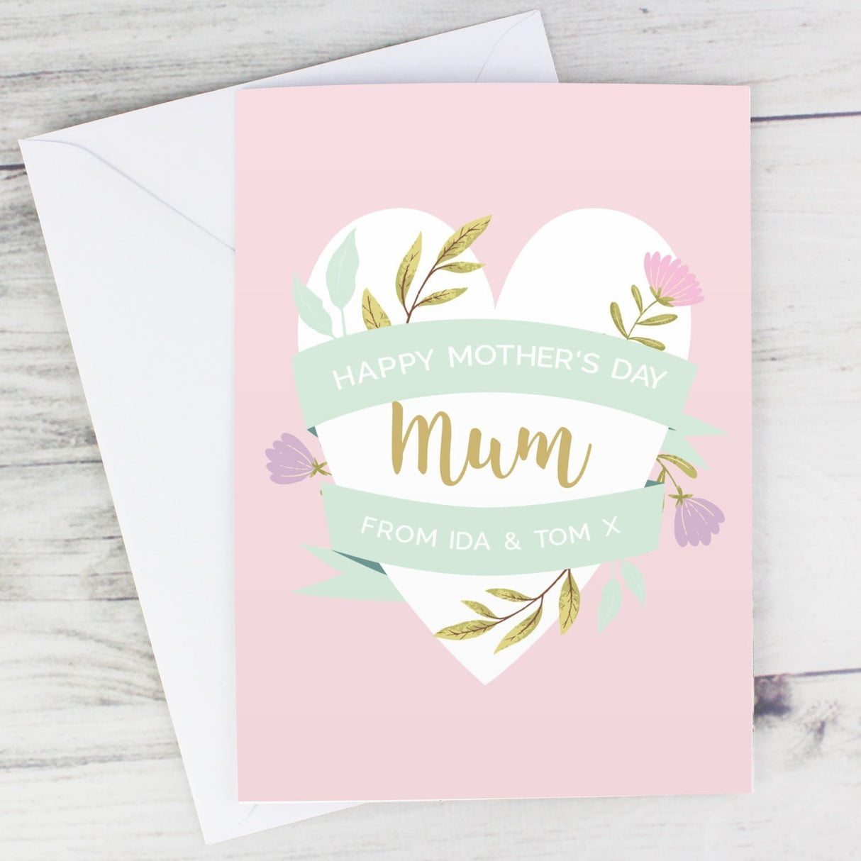 Personalised Floral Heart Card: 1 - Greeting Cards By Gift Moments