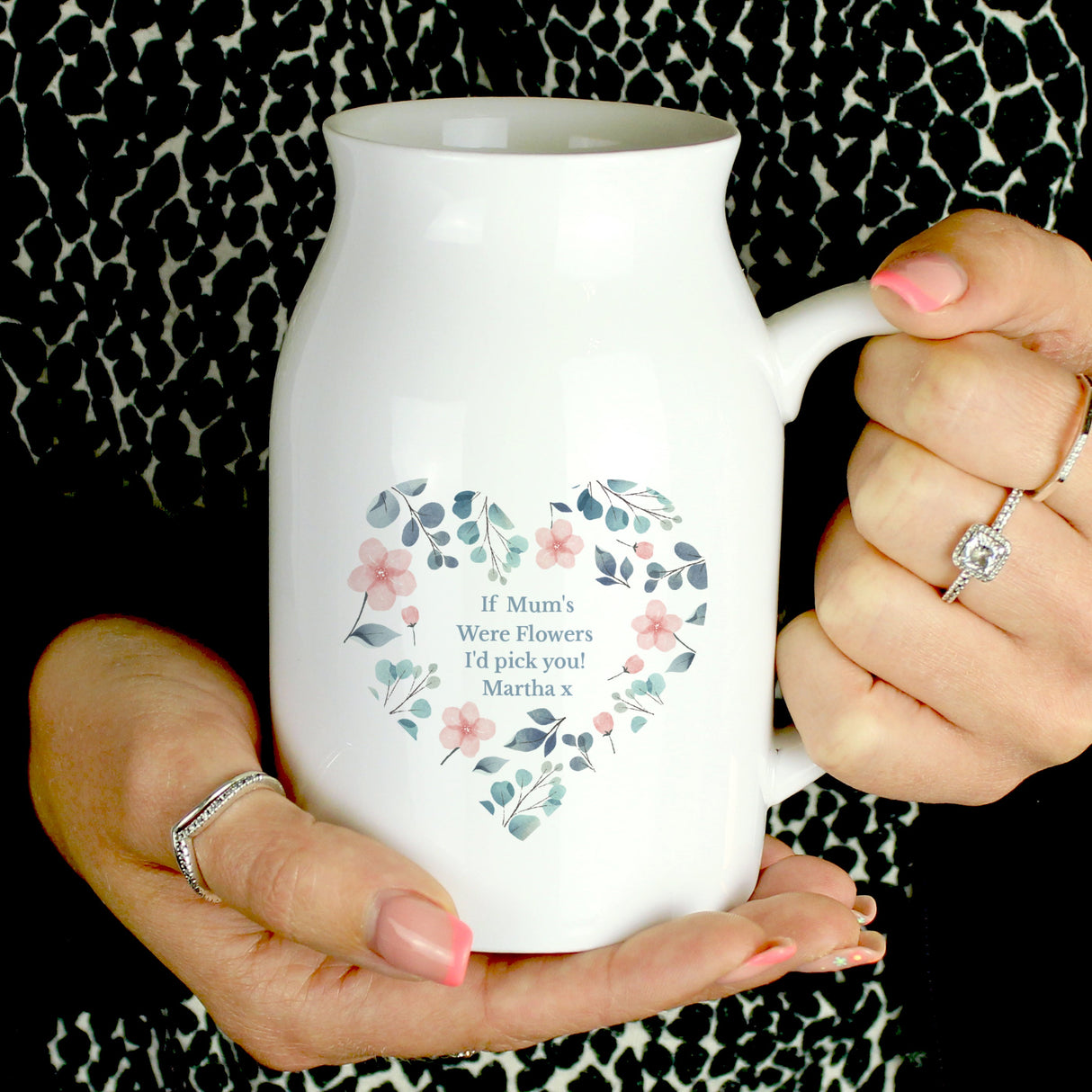 Personalised Floral Heart Ceramic Jug: 2 - Vases By Gift Moments