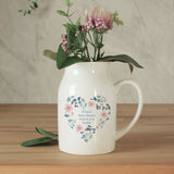 Personalised Floral Heart Ceramic Jug: 1 - Vases By Gift Moments