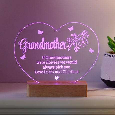 Personalised Floral Heart LED Light: 1 - LED Lighting By Gift Moments