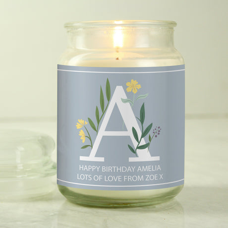 Personalised Floral Initial Candle Jar: 3 - Candles By Gift Moments