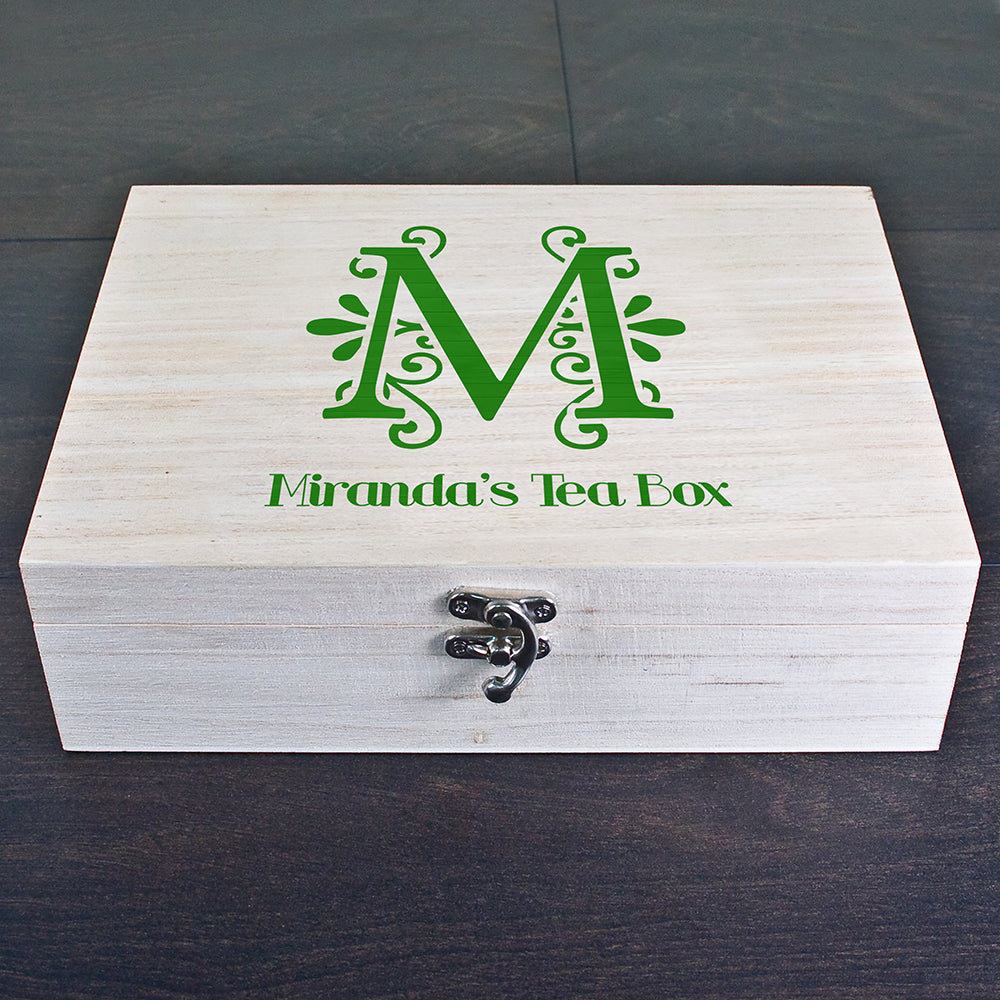 Personalised Floral Initial Tea Box: 8 - Tea Boxes By Gift Moments