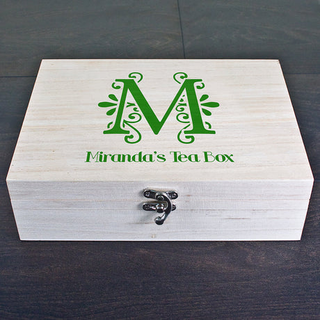 Personalised Floral Initial Tea Box Selection: 8 - Tea Boxes By Gift Moments