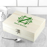 Personalised Floral Initial Tea Box: 1 - Green - Tea Boxes By Gift Moments