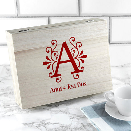 Personalised Floral Initial Tea Box Selection: 2 - Red - Tea Boxes By Gift Moments