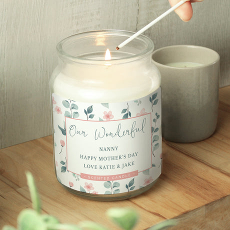 Personalised Floral Large Scented Candle: 1 - Candles By Gift Moments