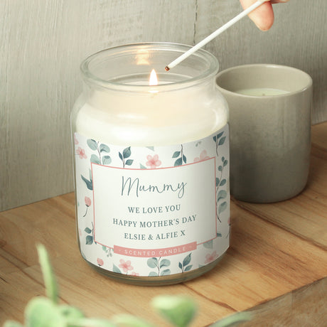 Personalised Floral Large Scented Candle: 2 - Candles By Gift Moments