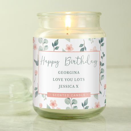 Personalised Floral Large Scented Candle: 3 - Candles By Gift Moments