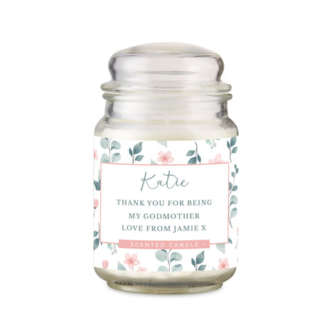 Personalised Floral Large Scented Candle: 5 - Candles By Gift Moments