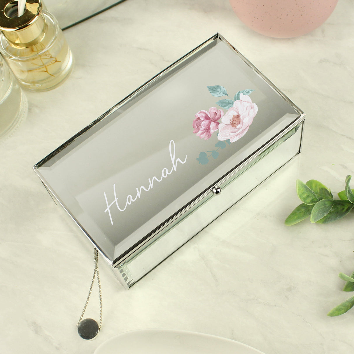 Personalised Floral Mirrored Jewellery Box: 1 - Jewellery Boxes By Gift Moments