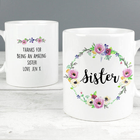 Personalised Floral Ceramic Mug: 1 - Mugs By Gift Moments