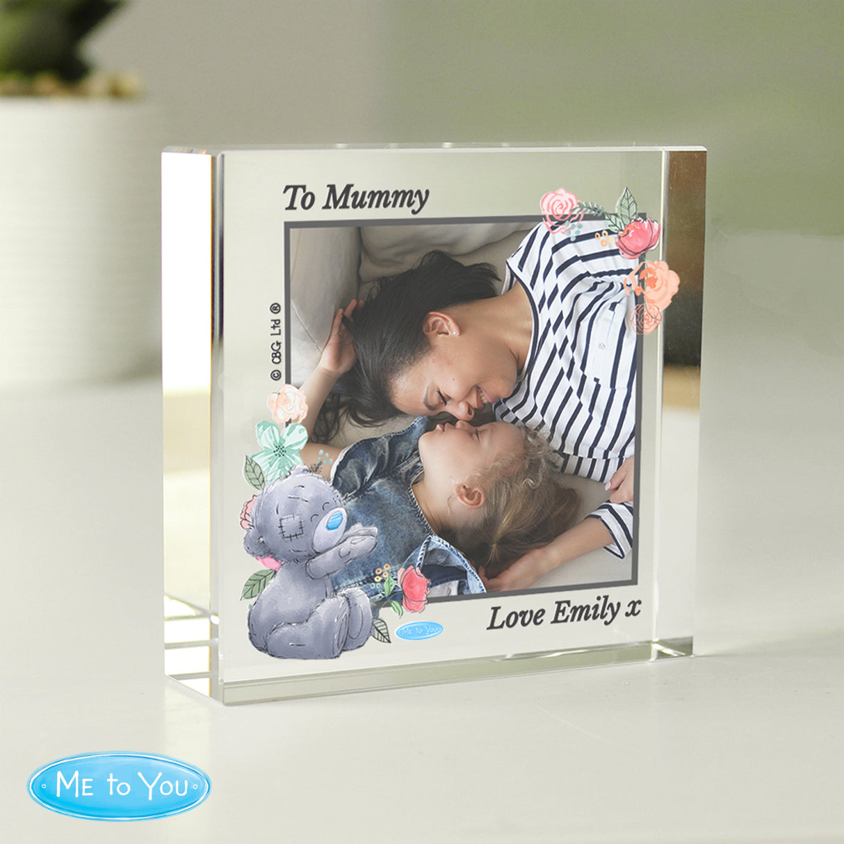 Personalised Floral Photo Crystal Token: 1 - Crystal Tokens