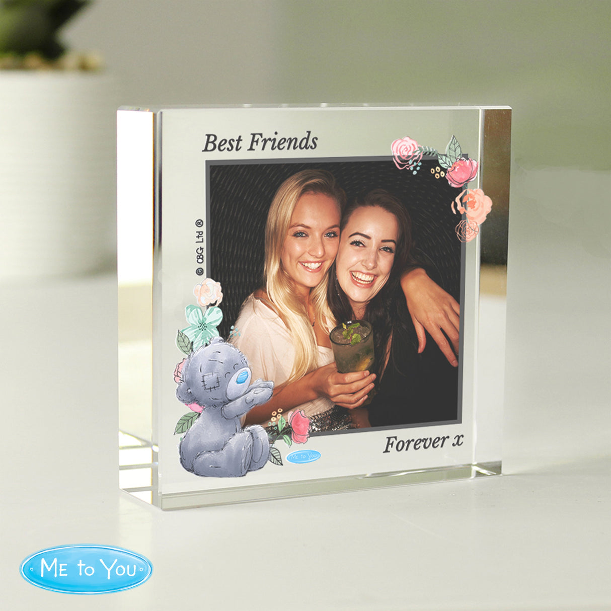 Personalised Floral Photo Crystal Token: 3 - Crystal Tokens