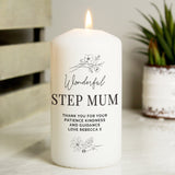 Personalised Floral Pillar Candle: 5 - Candles By Gift Moments