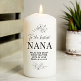 Personalised Floral Pillar Candle: 4 - Candles By Gift Moments