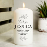 Personalised Floral Pillar Candle: 6 - Candles By Gift Moments